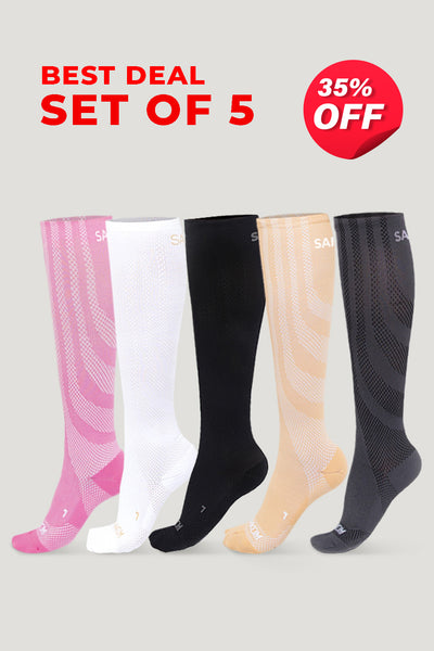 SANKOM PATENT ACTIVE COMPRESSION LIGHT SOCKS - SET OF 5