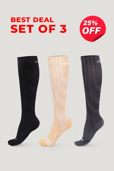 SANKOM PATENT ACTIVE COMPRESSION LIGHT SOCKS - SET OF 3