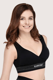 SANKOM PATENT ACTIVEWEAR BRA - BLACK & SILVER