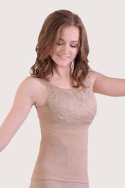 SANKOM PATENT TOP - PEACH LACE